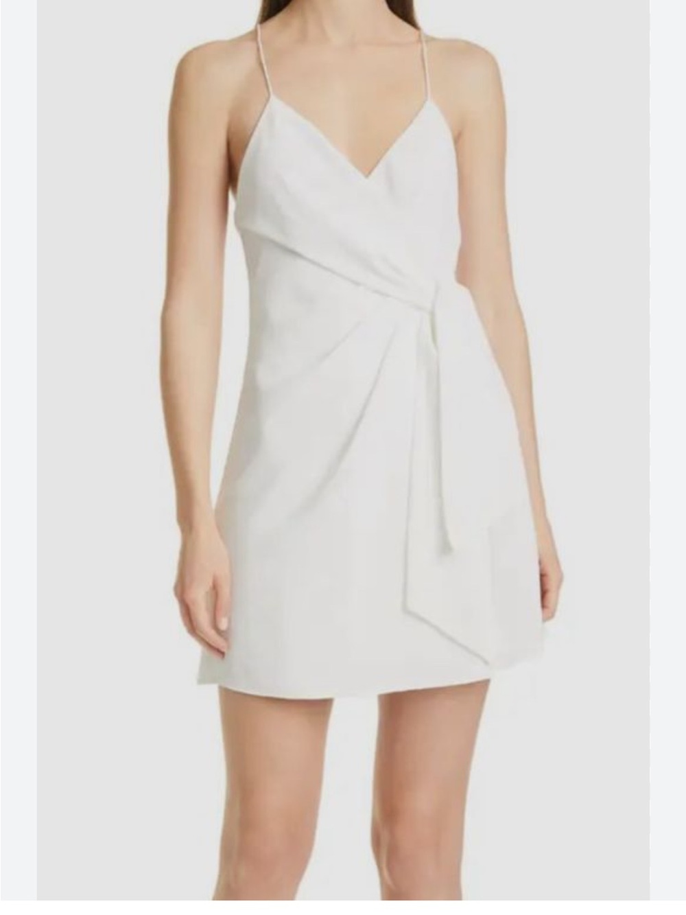 Alice + Olivia White Mini Slip Dress with Side Drape